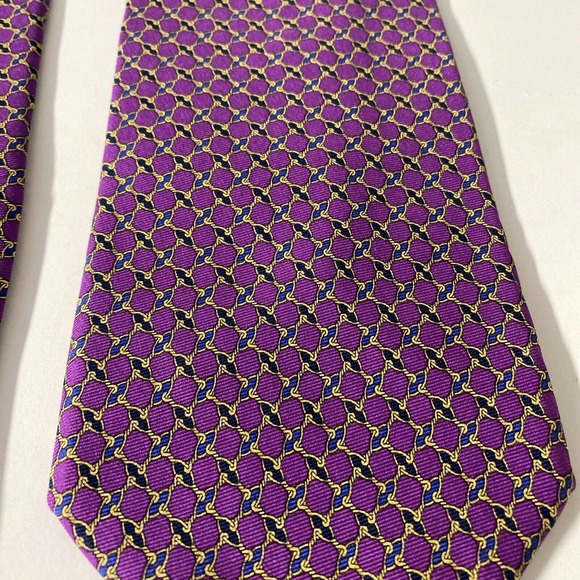 Brooks Brothers Makers Purple Blue Yellow Chain Tie Necktie Silk 58.5" 3… - Picture 2 of 8